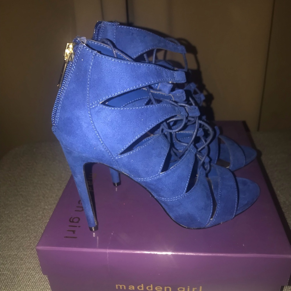 Madden Girl size 8.5 Blue suede heels